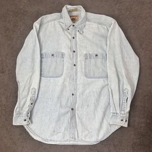 Vintage 90s Adirondack denim shirt button up mens size medium double pocket